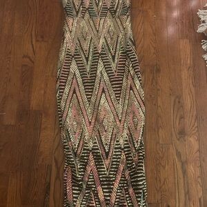 REVOLVE Gold and Pink Geometric Dress